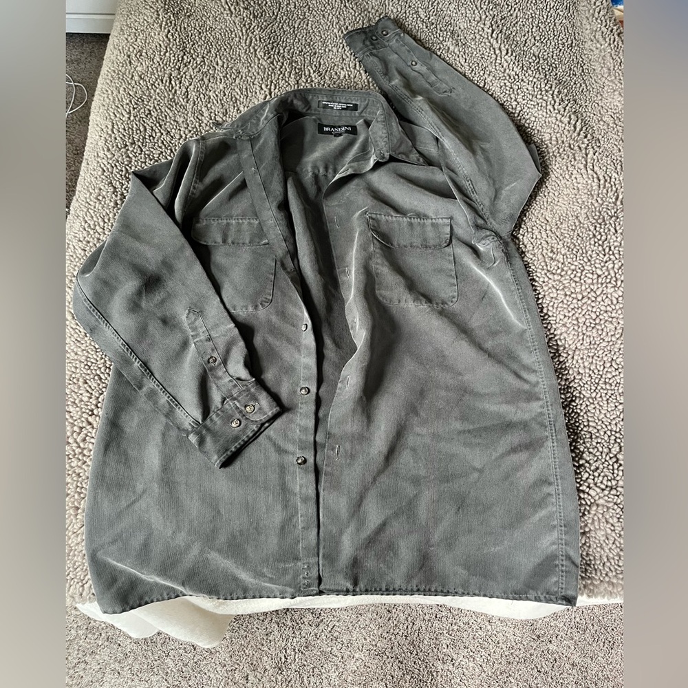 Black corduroy button down top